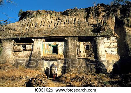 Stock Photography - Ethiopia, Tigré region, rock-carved monastery. Fotosearch