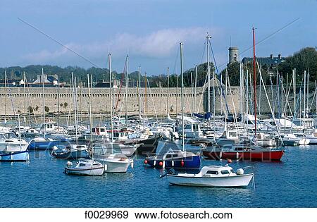France, Brittany, Concarneau, the marina and the ramparts View Large Photo Image Stock Photo - France, Brittany, Concarneau, the marina and the ramparts. Fotosearch