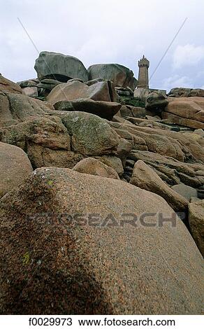 France, Brittany, Ploumanach, the pink granite rocks and the lighthouse View Large Photo Image Stock Image - France, Brittany, Ploumanach, the pink granite rocks and the lighthouse. Fotosearch