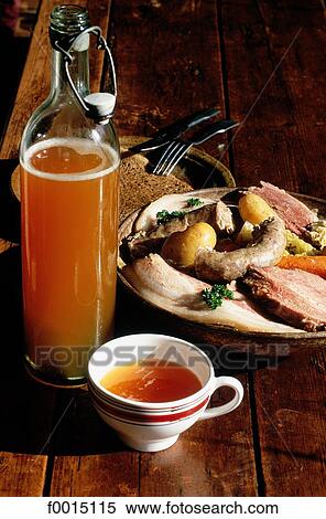 Stock Photography - France, Brittany, Plélo, cider, pancakes et hotpot. Fotosearch