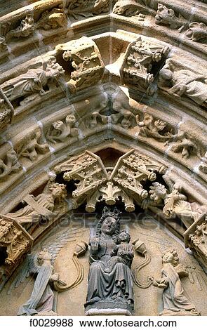 France, Brittany, Quimper, gothic cathedral, porch of a lateral entrance View Large Photo Image Stock Photo - France, Brittany, Quimper, gothic cathedral, porch of a lateral entrance. Fotosearch