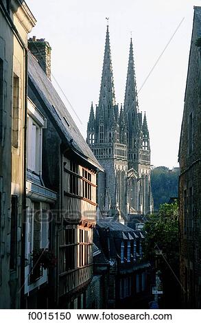 France, Brittany, Quimper, the cathedral in the mediaval city View Large Photo Image Stock Image - France, Brittany, Quimper, the cathedral in the mediaval city. Fotosearch
