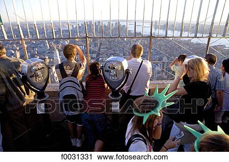 United States, New York, Manhattan, on top of the Empire State Building, general view and tourists View Large Photo Image Stock Image - United States, New York, Manhattan, on top of the Empire State Building, general view and tourists. Fotosearch