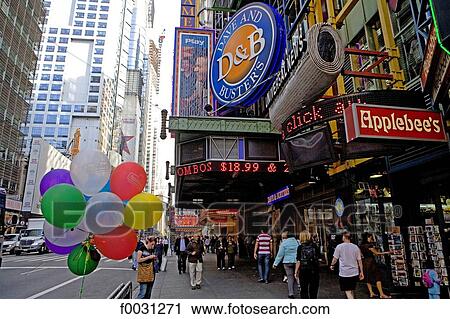 Stock Image - United States, New York, Manhattan, near Times square, signs. Fotosearch