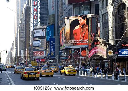 Stock Photo - United States, New York, Manhattan, near Times square, avenue. Fotosearch