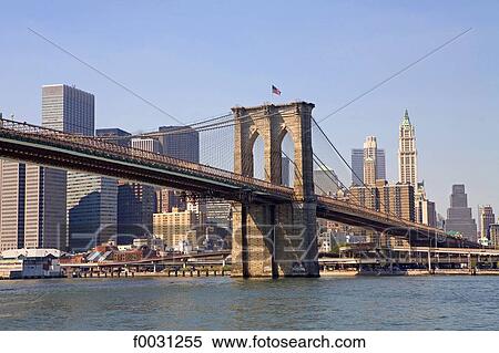 Stock Photography - United States, New York, Manhattan, Brooklyn bridge. Fotosearch
