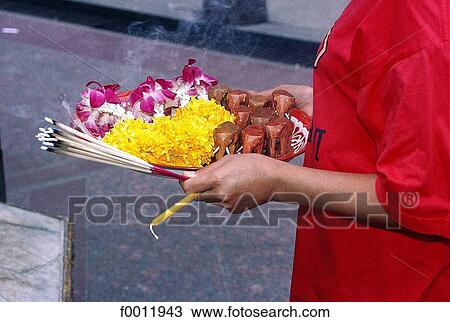 Thailand, Bangkok, offerings View Large Photo Image Stock Image - Thailand, Bangkok, offerings. Fotosearch