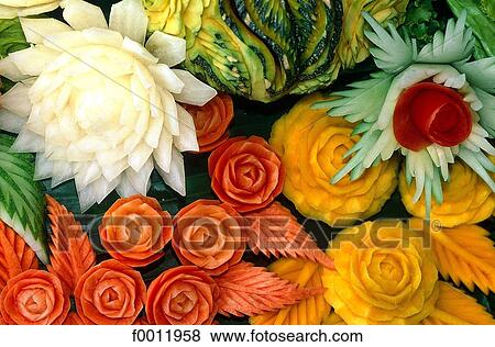 Thailand, Bangkok, sculpted vegetables View Large Photo Image Stock Photo - Thailand, Bangkok, sculpted vegetables. Fotosearch