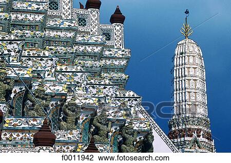 Thailand, Bangkok, Wat Arun temple View Large Photo Image Stock Image - Thailand, Bangkok, Wat Arun temple. Fotosearch