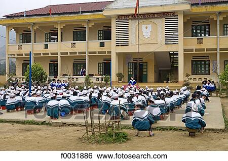 Stock Photograph - Vietnam, Bac Ha village, school.. Fotosearch