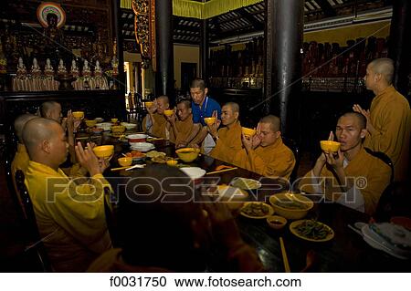 Vietnam, Ho Chi Minh city, Giac pagoda, monks meal. View Large Photo Image Stock Image - Vietnam, Ho Chi Minh city, Giac pagoda, monks meal.. Fotosearch