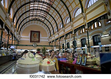 Vietnam, Ho Chi Minh city, post office. View Large Photo Image Stock Image - Vietnam, Ho Chi Minh city, post office.. Fotosearch