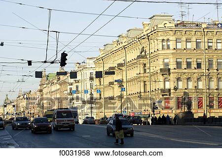 Stock Photo - Russia, St Petersburg, Nevsky Prospekt.. Fotosearch