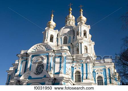Stock Image - Russia, St Petersburg, the Smolny cathedral.. Fotosearch