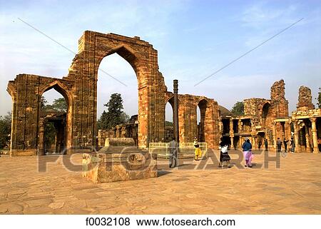 India, near New Delhi, Qutab Minar, the iron column. View Large Photo Image Stock Photo - India, near New Delhi, Qutab Minar, the iron column.. Fotosearch