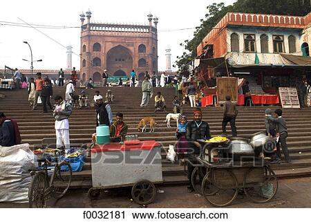 India, New Delhi, market and the Jama Masjid. View Large Photo Image Stock Image - India, New Delhi, market and the Jama Masjid.. Fotosearch