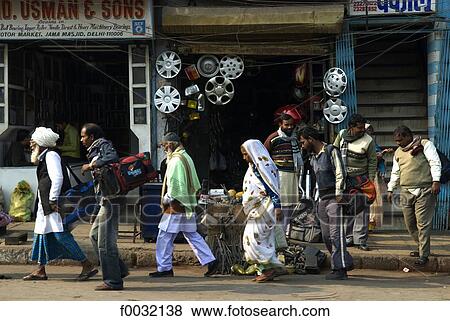 India, New Delhi, market near the Jama Masjid. View Large Photo Image Stock Photo - India, New Delhi, market near the Jama Masjid.. Fotosearch