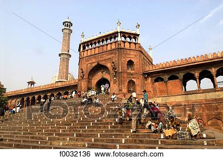 India, New Delhi, the Jama Masjid. View Large Photo Image Stock Photograph - India, New Delhi, the Jama Masjid.. Fotosearch