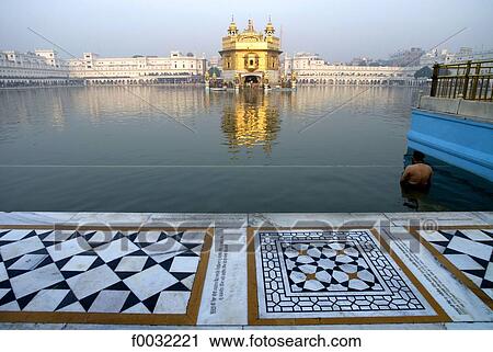 India, Punjab, Amritsar, the Golden Temple, pool of nectar. View Large Photo Image Stock Image - India, Punjab, Amritsar, the Golden Temple, pool of nectar.. Fotosearch