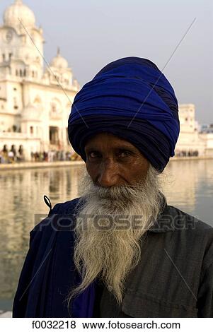 India, Punjab, Amritsar, the Golden Temple, portrait of a sikh. View Large Photo Image Stock Photo - India, Punjab, Amritsar, the Golden Temple, portrait of a sikh.. Fotosearch