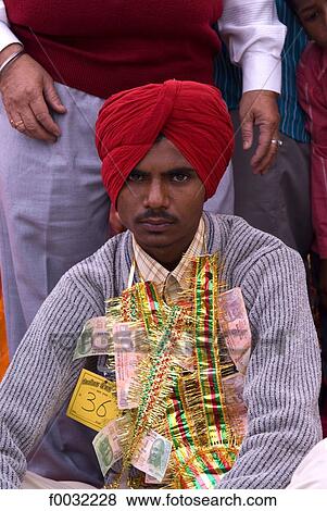 Stock Photo - India, Punjab, Tarn Taran, young sikh groom.. Fotosearch