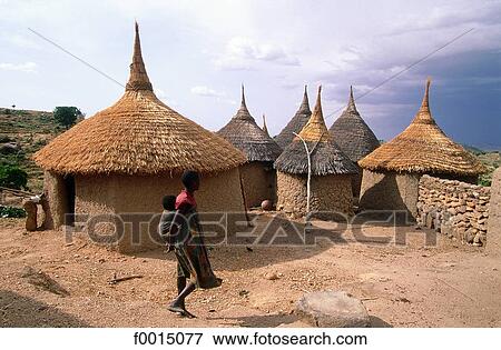 Stock Photo - Cameroon, cabin in the Mandara mountains.. Fotosearch