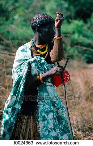 Stock Image - Guinea-Bissau, Bijagos Islands, Bubaque, woman portrait. Fotosearch