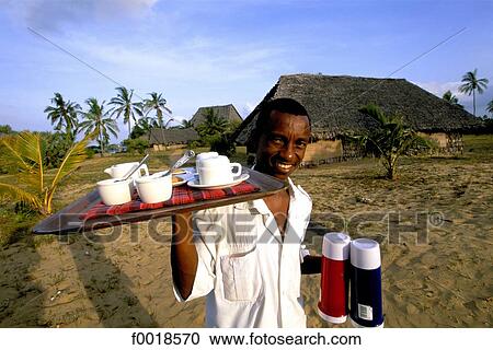 Stock Image - Kenya, Lamu, waiter.. Fotosearch