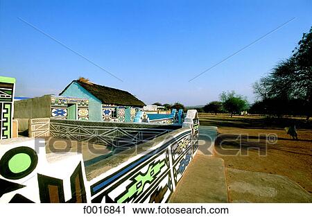 Stock Image - South Africa, Ndebele village.. Fotosearch