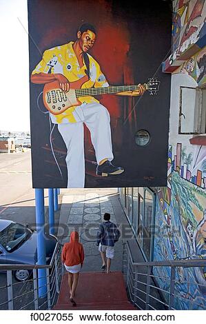 Stock Photography - South Africa, Zululand, Durban, fresco at the entrance of cafe. Fotosearch