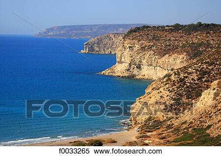 Stock Photography - Cyprus, Kourion, cliffs and beah. Fotosearch