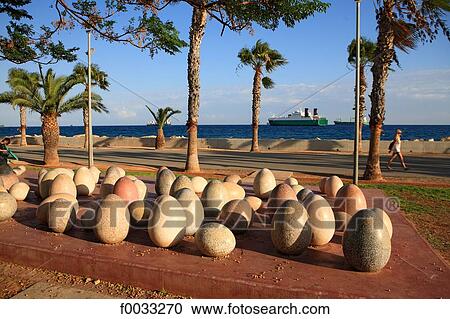 Stock Image - Cyprus, Limassol, art on the promenada. Fotosearch
