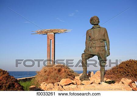 Stock Image - Cyprus, Paphos, statue of Gorgios Grivas. Fotosearch