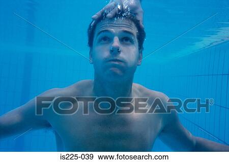 Stock Photo - Endurance breathing test underwater . Fotosearch