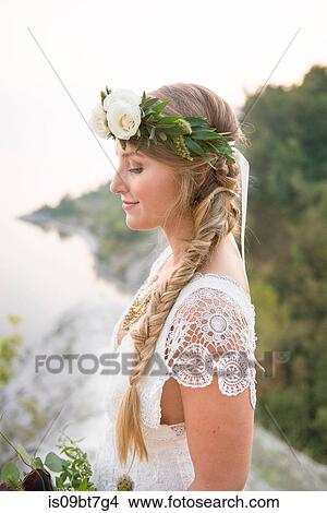 Bride on clifftop by coast, Scarborough Bluffs, Toronto, Canada View Large Photo Image Picture - Bride on clifftop by coast, Scarborough Bluffs, Toronto, Canada. Fotosearch