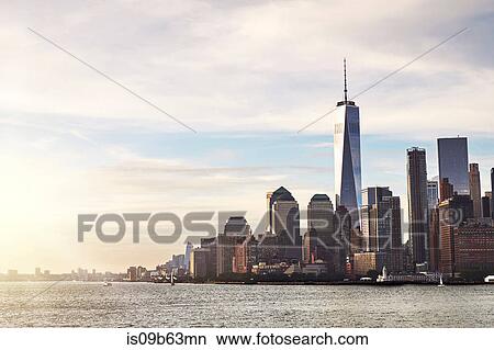 Cityscape and skyline with One World Trade Centre, Lower Manhattan, New York, USA View Large Photo Image Picture - Cityscape and skyline with One World Trade Centre, Lower Manhattan, New York, USA. Fotosearch