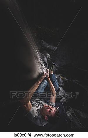 Climber bouldering in forest, Squamish, Canada View Large Photo Image Picture - Climber bouldering in forest, Squamish, Canada. Fotosearch