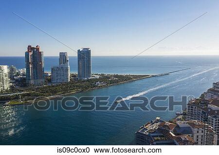 Coastal skyscrapers on Miami beach, aerial view, Miami, Florida, United States View Large Photo Image Stock Image - Coastal skyscrapers on Miami beach, aerial view, Miami, Florida, United States. Fotosearch
