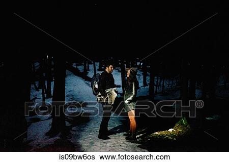 Couple in forest at night, Tobermory, Canada View Large Photo Image Stock Photograph - Couple in forest at night, Tobermory, Canada. Fotosearch