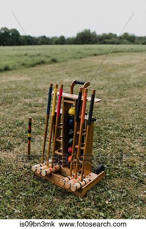Croquet equipment set trolley on lawn View Large Photo Image Stock Image - Croquet equipment set trolley on lawn. Fotosearch