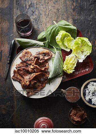 Daeji bulgogi (korean spicy pork) View Large Photo Image Stock Photography - Daeji bulgogi (korean spicy pork). Fotosearch
