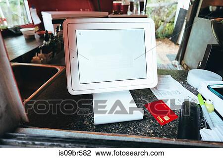 Digital screen for food orders and payment at eatery View Large Photo Image Stock Image - Digital screen for food orders and payment at eatery. Fotosearch