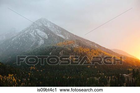 Early snow in autumn in Big Cottonwood Canyon at sunset, Salt Lake City, Utah, USA View Large Photo Image Stock Image - Early snow in autumn in Big Cottonwood Canyon at sunset, Salt Lake City, Utah, USA. Fotosearch