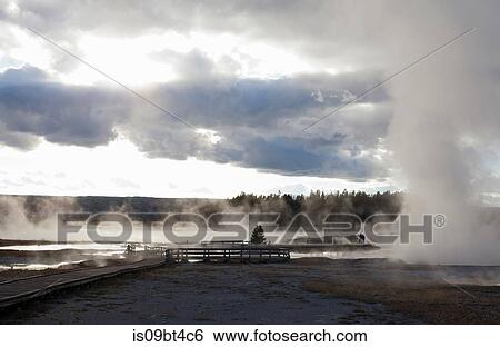 Elevated walkways at Midway Geyser Basin in Yellowstone National Park, Wyoming, USA View Large Photo Image Stock Photograph - Elevated walkways at Midway Geyser Basin in Yellowstone National Park, Wyoming, USA. Fotosearch