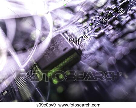 Fibre optics carrying data passing through electronic circuit boards, close up View Large Photo Image Stock Photo - Fibre optics carrying data passing through electronic circuit boards, close up. Fotosearch