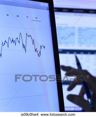 Financial services, stock analyst researching share price data of a company on the computer, close up View Large Photo Image Picture - Financial services, stock analyst researching share price data of a company on the computer, close up. Fotosearch