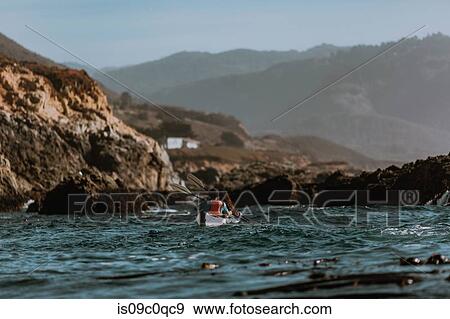 Friends kayaking in sea, Big Sur, California, United States View Large Photo Image Stock Photo - Friends kayaking in sea, Big Sur, California, United States. Fotosearch