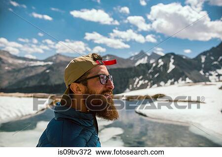 Stock Image - Hiker exploring Mineral King, California, United States. Fotosearch