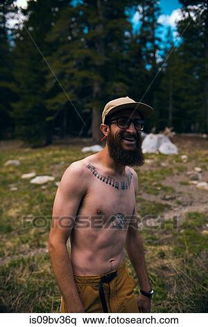 Stock Photography - Hiker exploring wilderness, Mineral King, California, United States. Fotosearch