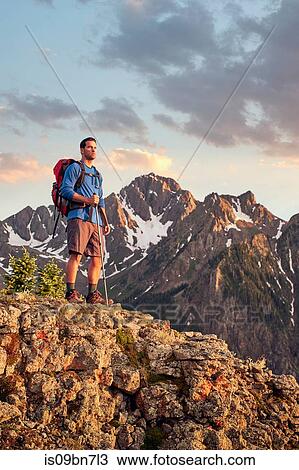 Hiker on mountain peak, Mount Sneffels, Ouray, Colorado, USA View Large Photo Image Stock Image - Hiker on mountain peak, Mount Sneffels, Ouray, Colorado, USA. Fotosearch
